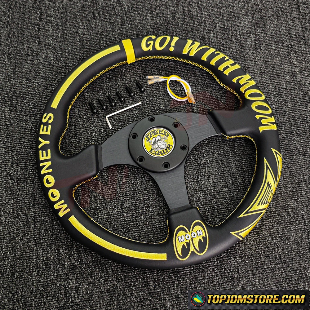 Mooneyes Leather Steering Wheel | 330mm Speed Equip JDM – Top JDM