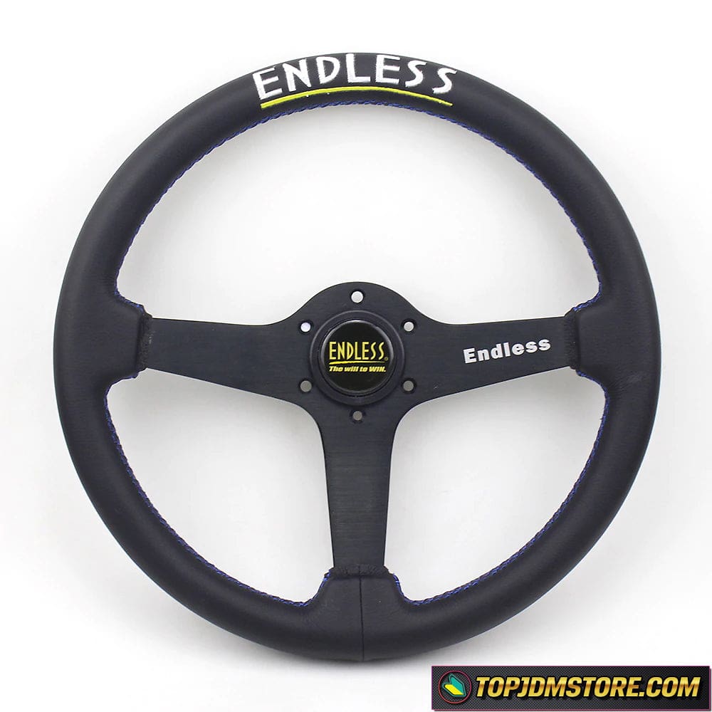 ENDLESS 14inch Flat Leather Sport Racing Steering Wheel Blue