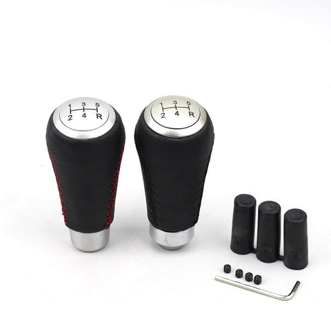 Leather 5 Speed Manual Transmission Red Black Stitching Long Shift Knob - Top JDM Store