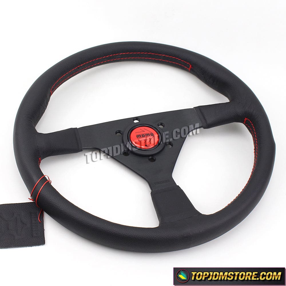 MOMO Monte Carlo V2 Wheel | 350mm Flat Leather Red Stitch JDM