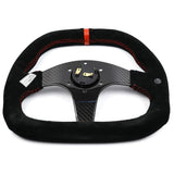 OMP Real Carbon Fiber Flat Suede Rally Sport Steering Wheel - Top JDM Store