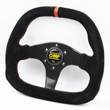OMP Real Carbon Fiber Flat Suede Rally Sport Steering Wheel - Top JDM Store