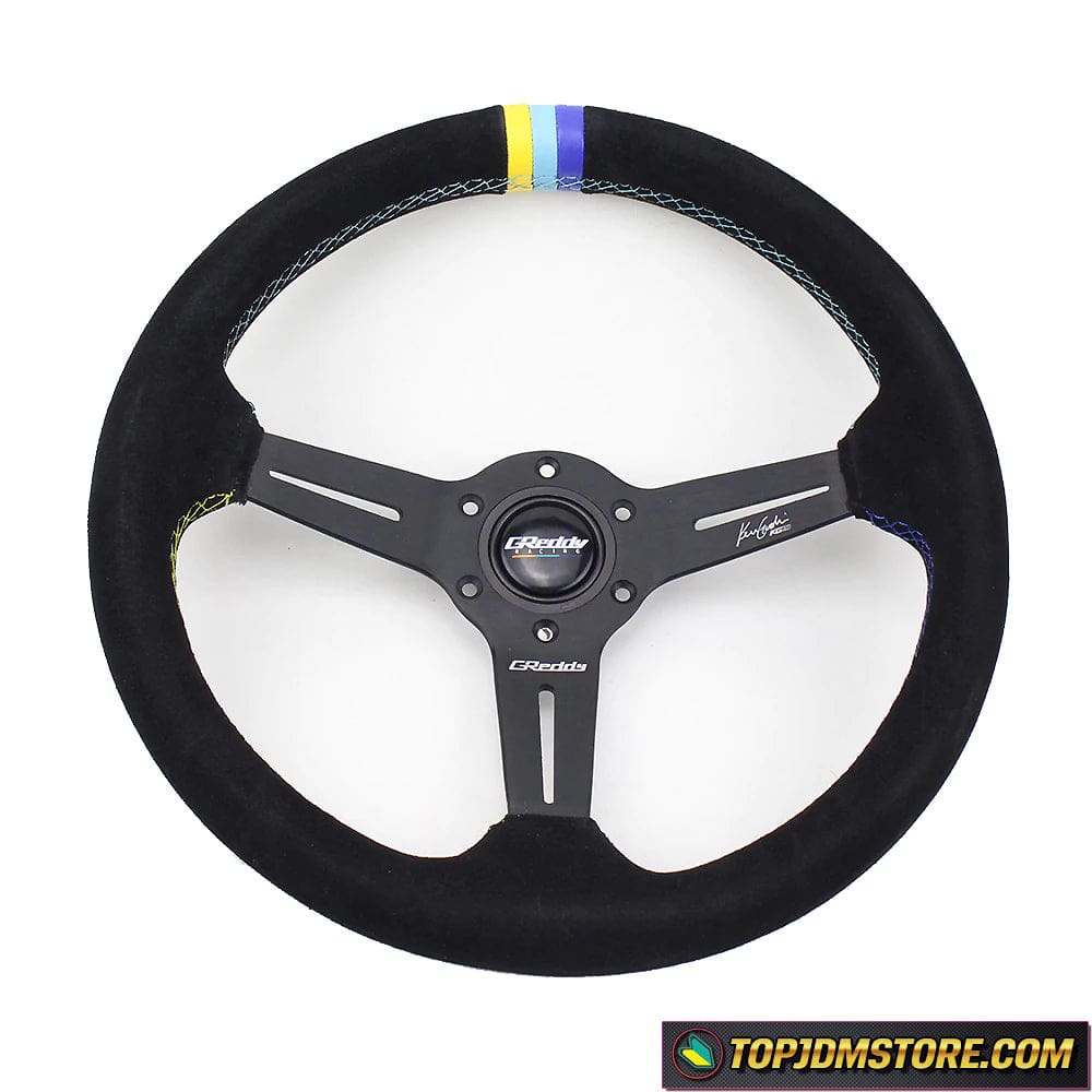 GPP Suede Steering Wheel | 350mm JDM Tri-Color Stitch – Top JDM Store