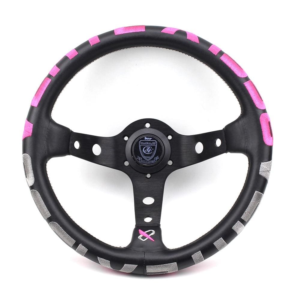Vertex 1996 Steering Wheel | Leather Pink Stitching - Top