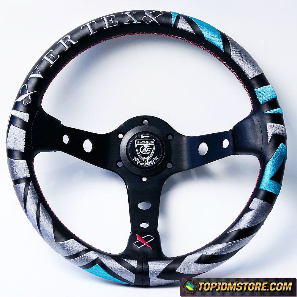330mm Pink Embroidery Letter 1996 Deep Dish Leather Steering Wheel 330mm Pink Embroidery Letter 1996 Deep Dish Leather Steering Wheel