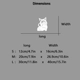Dimensions chart for car stickers with size specifications on a gray background