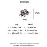 Dimensions chart for car stickers with 'Off Road' logo and size specifications.