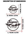 Super Cub logo with dimensions on a white background