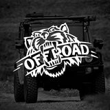 Jeep with 'Off Road' decal on a black and white background