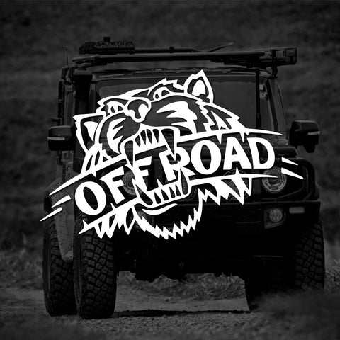 Jeep with 'Off Road' decal on a black and white background