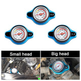 Three radiator caps with different sizes labeled 'Small head' and 'Big head', showing close-up views on a white background.