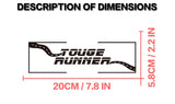 Dimensions of a product with 'Touge Runner' branding and measurements in centimeters and inches.