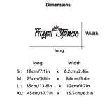 Royal Stance car stickers dimensions chart on a white background
