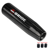 Close up of BRIDE carbon fiber weave gear stick for manual transmission cars.