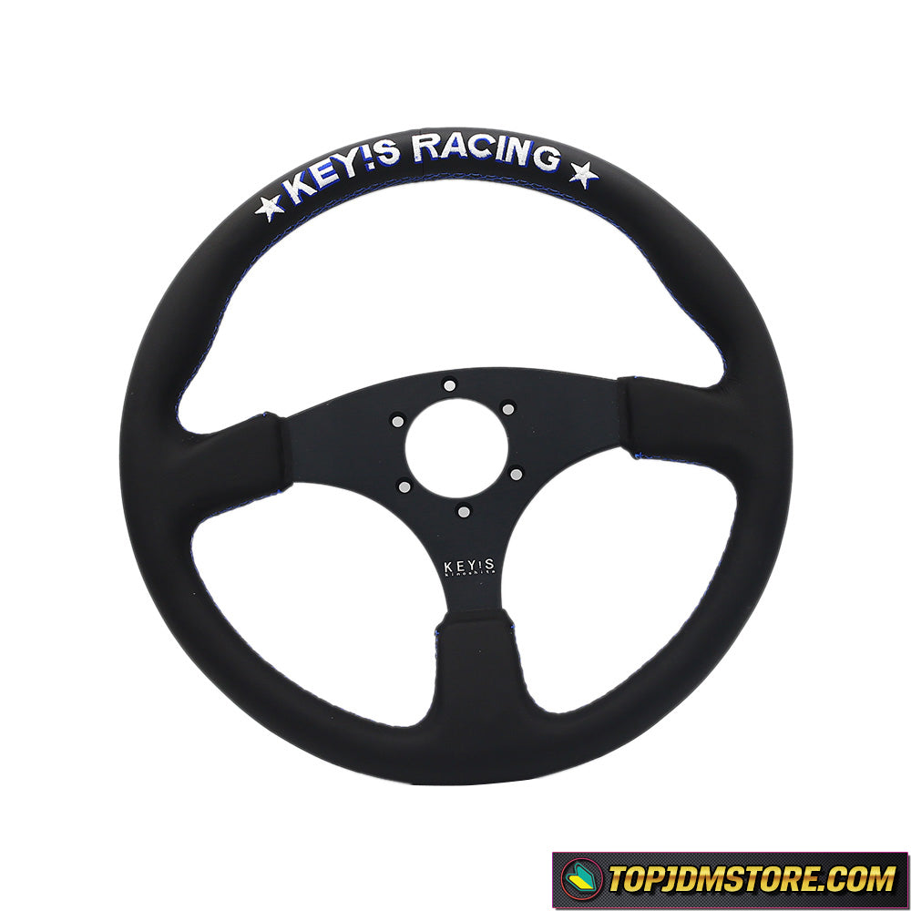 KEYS Racing Steering Wheel | Black Leather 350mm - Top JDM Store
