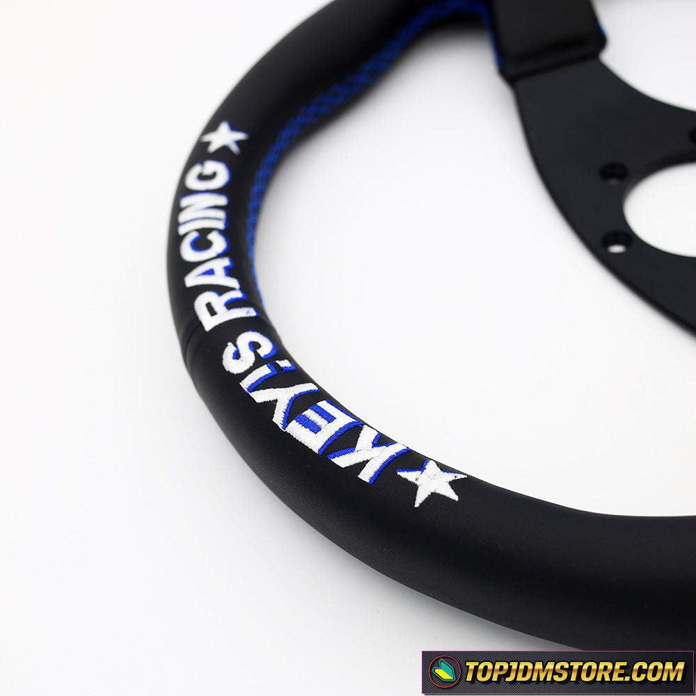 KEYS Racing Steering Wheel | Black Leather 350mm - Top JDM Store