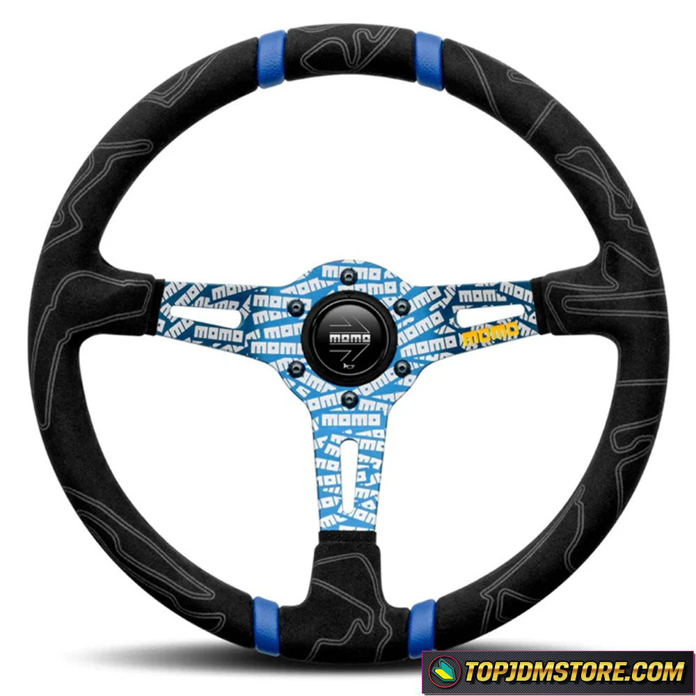MOMO Ultra Steering Wheel Deep Dish Suede Blue 350mm 14