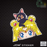 Blonde Moon Girl Sticker Decal