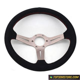 14inch ND Suede Leather Sport Steering Wheel - Titanium - Steering Wheels 5