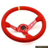 Aftermarket 14 inch Steering Wheel Deep Dish Red Suede - Steering Wheels 2