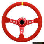 Aftermarket 14 inch Steering Wheel Deep Dish Red Suede - Steering Wheels 1
