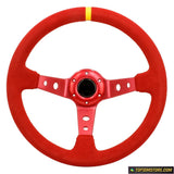 Aftermarket 14 inch Steering Wheel Deep Dish Red Suede - Steering Wheels 1