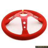 Aftermarket 14 inch Steering Wheel Deep Dish Red Suede - Steering Wheels 4