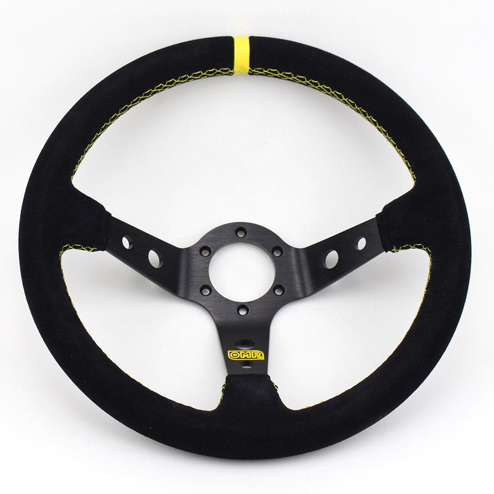 OMP Corsica Steering Wheel | Suede Fabric Black Frame - Top