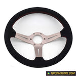 Aftermarket Italy ND Black Suede Leather Steering Wheel 14inch - Titanium - Steering Wheels 1