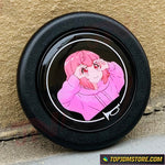 Anime Eyes Pink Girl Horn Button