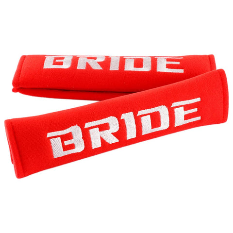 Bride Racing Embroidery Seat Belt Pads - Red