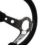 OMP Carbon Fiber Frame Suede Steering Wheel Deep Dish 14inch - Top JDM Store