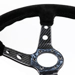 OMP Carbon Fiber Frame Suede Steering Wheel Deep Dish 14inch - Top JDM Store