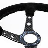 OMP Carbon Fiber Frame Suede Steering Wheel Deep Dish 14inch - Top JDM Store