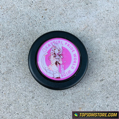 Catgirl Pride Pink Anime Horn Button - horn button