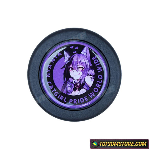Catgirl Pride Purple Anime Horn Button - horn button