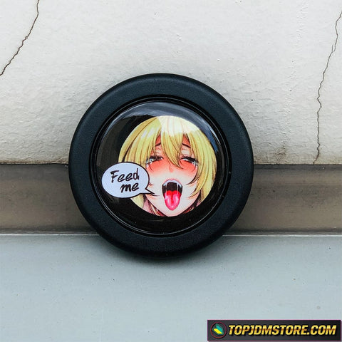 Feed Me Anime Girl Horn Button - horn button