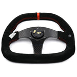 OMP Flat Suede Carbon Fiber Superquadro Steering Wheel - Top JDM Store