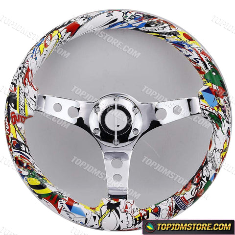 JDM Grafitti Sticker Bomb Aftermarket Steering Wheel 14inch 350mm – Top JDM  Store