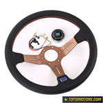Italy ND Aluminum Genuine Leather Sport Steering Wheel 14inch - Steering Wheels 1
