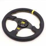 OMP Leather Racing Sport Flat Steering Wheel 13inch - Steering Wheels 4