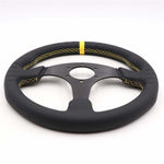 OMP Leather Racing Sport Flat Steering Wheel 13inch - Steering Wheels 5
