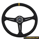 ND Leather Steering Wheel 380mm 15inch - Black Spoke - Steering Wheels 1