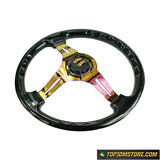 Modern Design ABS Deep Dish Steering Wheel 14inch Black - Steering Wheels 4