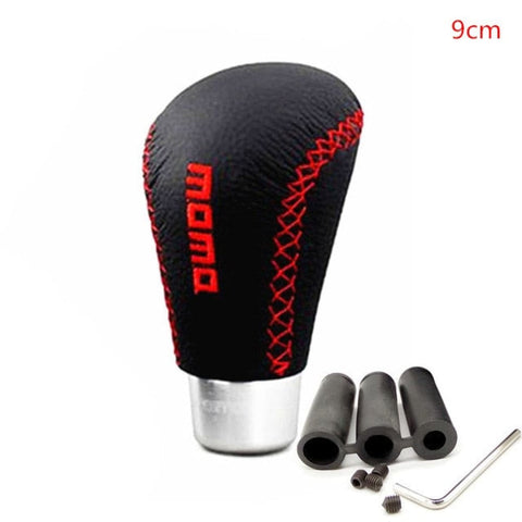 MOMO Leather Stitched long Shift Knob 5MT - BLK / RED Stitch - Shift Knobs 1