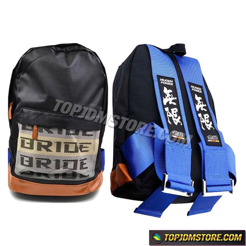 mugen backpack,mugen bride backpack,bride backpack,jdm backpack,jdm bride backpack,bride racing backpack,car backpack,seatbelt backpack,bride bookbag,bride takata,racing harness backpack,bride jdm,jdm racing backpack