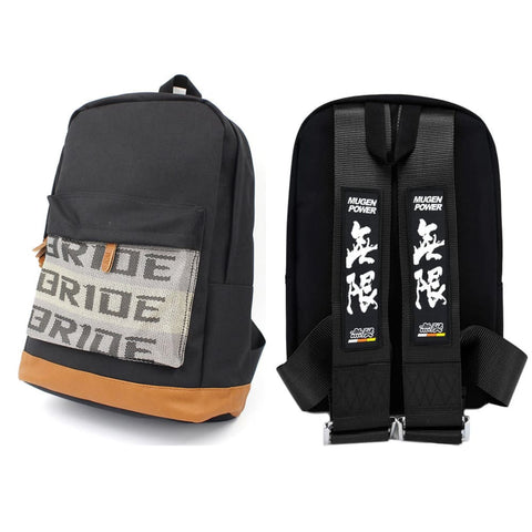 JDM Style Black Racing Harness Backpack Straps – Adjustable Shoulder Straps, Mugen Power Design