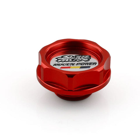 Red Mugen Style Kit: Oil Filler Cap, Radiator Cap, Battery Tie Down For Honda