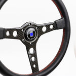 ND Perforated Leather Carbon Fiber Frame Steering Wheel - Top JDM Store