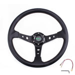 Racing Deep Dish Steering Wheel Universal 14inches 350mm - Black - Steering Wheels 11
